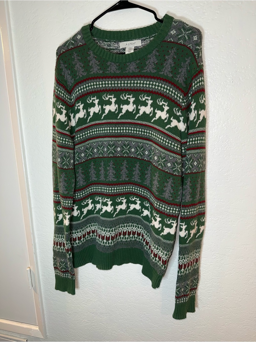 Aspen Green Fair Isle Reindeer Crewneck Sweater